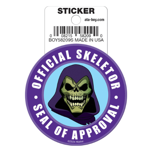 Sticker with Skeletor design on a white background