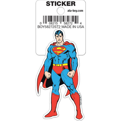 Superman sticker on a white background with 'ata-boy.com' label