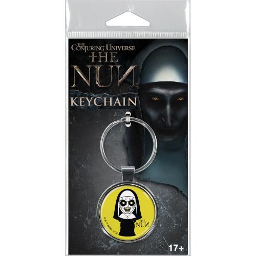 Keychain packaging featuring 'The Nun' from 'The Conjuring Universe' with a dark background and character image.
