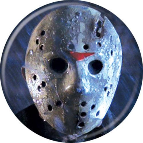 Friday the 13th Mask on Blue Button 1.25