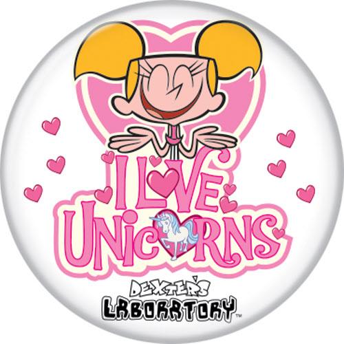 Dexter's Laboratory™ Dee Dee Love Unicorns Button 1.25" Round