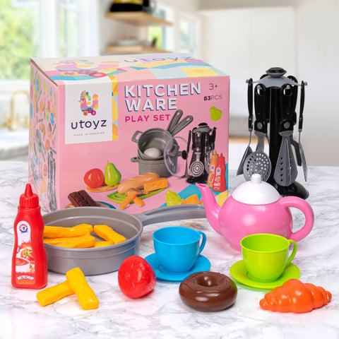 Technok 83-Piece Pretend Play Kitchenware Set