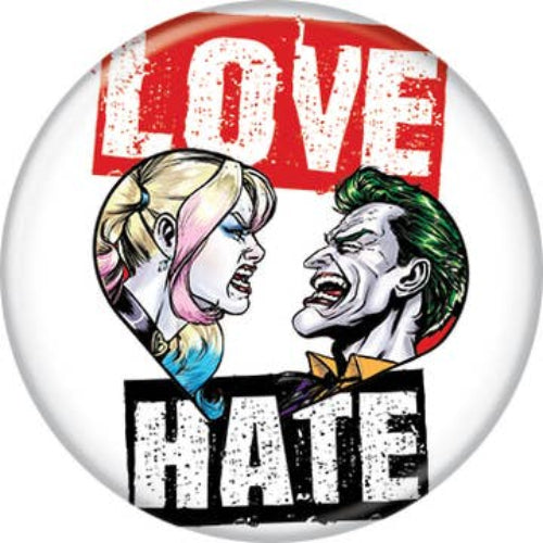 DC Comics™ Love Hate Harley and Joker Button 1.25" Round